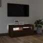 Preview: TV-Schrank mit LED-Leuchten Braun Eichen-Optik 90x35x40 cm