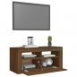 Preview: TV-Schrank mit LED-Leuchten Braun Eichen-Optik 90x35x40 cm