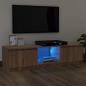 Preview: ARDEBO.de - TV-Schrank mit LED-Leuchten Braun Eichen-Optik 140x40x35,5 cm