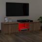 Preview: TV-Schrank mit LED-Leuchten Braun Eichen-Optik 140x40x35,5 cm