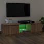 Preview: TV-Schrank mit LED-Leuchten Braun Eichen-Optik 140x40x35,5 cm