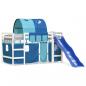 Preview: Kinderhochbett mit Tunnel Blau 90x190 cm Massivholz Kiefer