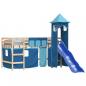 Preview: Kinderhochbett mit Turm Blau 80x200 cm Massivholz Kiefer