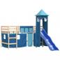 Preview: Kinderhochbett mit Turm Blau 80x200 cm Massivholz Kiefer