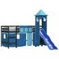 Preview: Kinderhochbett mit Turm Blau 80x200 cm Massivholz Kiefer