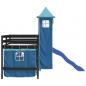 Preview: Kinderhochbett mit Turm Blau 80x200 cm Massivholz Kiefer