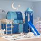 Preview: ARDEBO.de - Kinderhochbett mit Turm Blau 80x200 cm Massivholz Kiefer