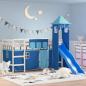 Preview: ARDEBO.de - Kinderhochbett mit Turm Blau 90x190 cm Massivholz Kiefer