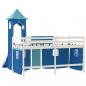 Preview: Kinderhochbett mit Turm Blau 90x190 cm Massivholz Kiefer