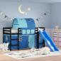 Preview: ARDEBO.de - Kinderhochbett mit Tunnel Blau 90x190 cm Massivholz Kiefer