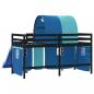 Preview: Kinderhochbett mit Tunnel Blau 90x190 cm Massivholz Kiefer