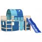 Preview: Kinderhochbett mit Tunnel Blau 80x200 cm Massivholz Kiefer