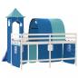 Preview: Kinderhochbett mit Turm Blau 80x200 cm Massivholz Kiefer