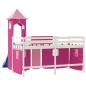 Preview: Kinderhochbett mit Turm Rosa 80x200 cm Massivholz Kiefer