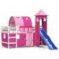 Preview: Kinderhochbett mit Turm Rosa 90x190 cm Massivholz Kiefer