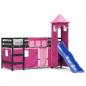 Preview: Kinderhochbett mit Turm Rosa 90x190 cm Massivholz Kiefer