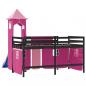 Preview: Kinderhochbett mit Turm Rosa 90x190 cm Massivholz Kiefer