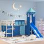 Preview: ARDEBO.de - Kinderhochbett mit Turm Blau 80x200 cm Massivholz Kiefer