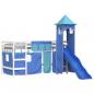 Preview: Kinderhochbett mit Turm Blau 80x200 cm Massivholz Kiefer