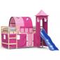 Preview: Kinderhochbett mit Turm Rosa 80x200 cm Massivholz Kiefer