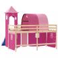 Preview: Kinderhochbett mit Turm Rosa 80x200 cm Massivholz Kiefer