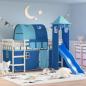 Preview: ARDEBO.de - Kinderhochbett mit Turm Blau 90x200 cm Massivholz Kiefer