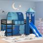 Preview: ARDEBO.de - Kinderhochbett mit Turm Blau 90x190 cm Massivholz Kiefer