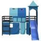 Preview: Kinderhochbett mit Turm Blau 90x190 cm Massivholz Kiefer