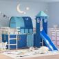 Preview: ARDEBO.de - Kinderhochbett mit Turm Blau 90x190 cm Massivholz Kiefer