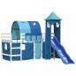 Preview: Kinderhochbett mit Turm Blau 90x190 cm Massivholz Kiefer