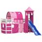 Preview: Kinderhochbett mit Turm Rosa 80x200 cm Massivholz Kiefer