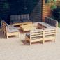 Preview: ARDEBO.de - 9-tlg. Garten-Lounge-Set mit Grauen Kissen Kiefernholz