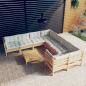 Preview: ARDEBO.de - 9-tlg. Garten-Lounge-Set mit Creme Kissen Kiefernholz