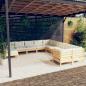 Preview: ARDEBO.de - 11-tlg. Garten-Lounge-Set mit Creme Kissen Kiefernholz