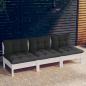 Preview: ARDEBO.de - 3-Sitzer-Gartensofa mit Anthrazit Kissen Massivholz Kiefer