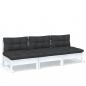 Preview: 3-Sitzer-Gartensofa mit Anthrazit Kissen Massivholz Kiefer