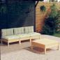 Preview: ARDEBO.de - 4-tlg. Garten-Lounge-Set mit Creme Kissen Kiefernholz