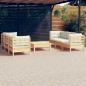 Preview: ARDEBO.de - 7-tlg. Garten-Lounge-Set mit Creme Kissen Kiefernholz