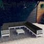 Preview: ARDEBO.de - 12-tlg. Garten-Lounge-Set mit Kissen Weiß Massivholz Kiefer