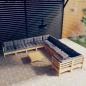 Preview: ARDEBO.de - 11-tlg. Garten-Lounge-Set mit Grauen Kissen Kiefernholz