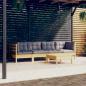 Preview: ARDEBO.de - 5-tlg. Garten-Lounge-Set mit Grauen Kissen Kiefer Massivholz