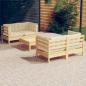 Preview: ARDEBO.de - 5-tlg. Garten-Lounge-Set mit Creme Kissen Kiefernholz