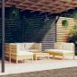 Preview: ARDEBO.de - 7-tlg. Garten-Lounge-Set mit Creme Kissen Massivholz Kiefer