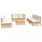 Preview: 7-tlg. Garten-Lounge-Set mit Creme Kissen Massivholz Kiefer