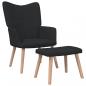 Preview: ARDEBO.de - Relaxsessel mit Hocker Schwarz Stoff