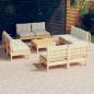 Preview: ARDEBO.de - 9-tlg. Garten-Lounge-Set mit Creme Kissen Kiefernholz