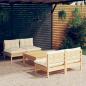 Preview: ARDEBO.de - 5-tlg. Garten-Lounge-Set mit Creme Kissen Kiefernholz