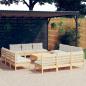 Preview: ARDEBO.de - 13-tlg. Garten-Lounge-Set mit Creme Kissen Kiefernholz