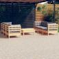 Preview: ARDEBO.de - 7-tlg. Garten-Lounge-Set mit Grauen Kissen Kiefernholz