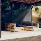 Preview: ARDEBO.de - 9-tlg. Garten-Lounge-Set mit Grauen Kissen Kiefer Massivholz